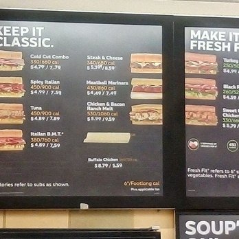 Subway Las Vegas Menu With Prices